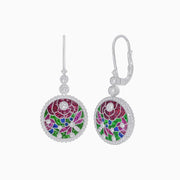 Diamond and Multi Color Stone Dangle Earrings - Shahin Jewelry